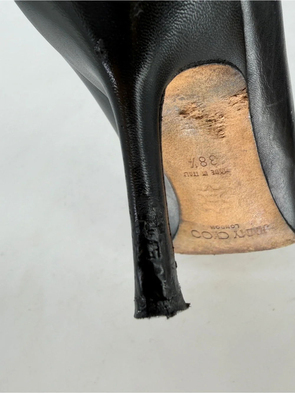 Jimmy Choo Black Leather Stiletto Heel Pointed Toe Boots Size 38.5